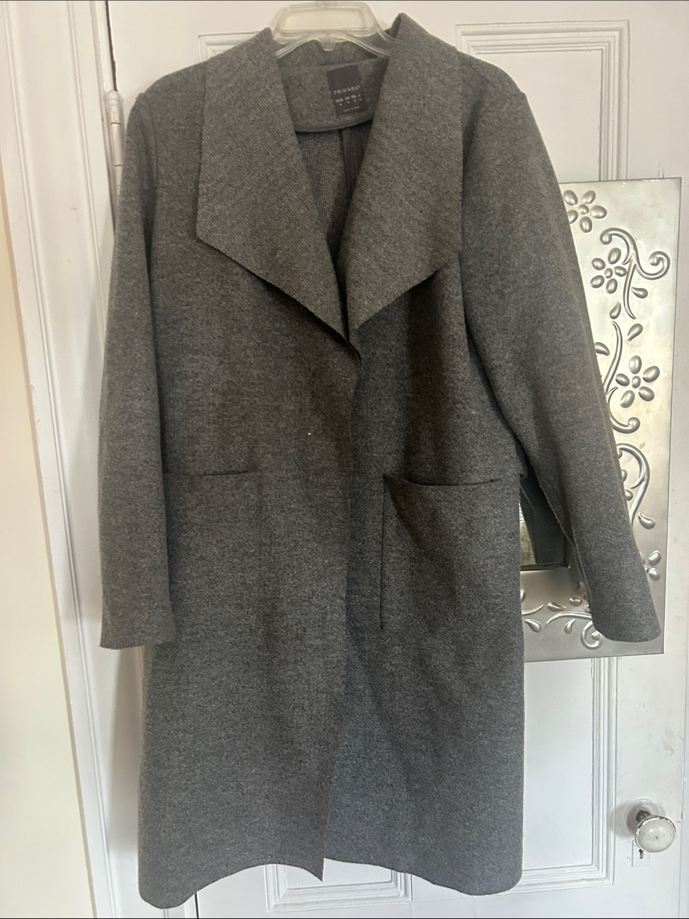 Primark Women's Charcoal Gray Open-Front Trench Coat